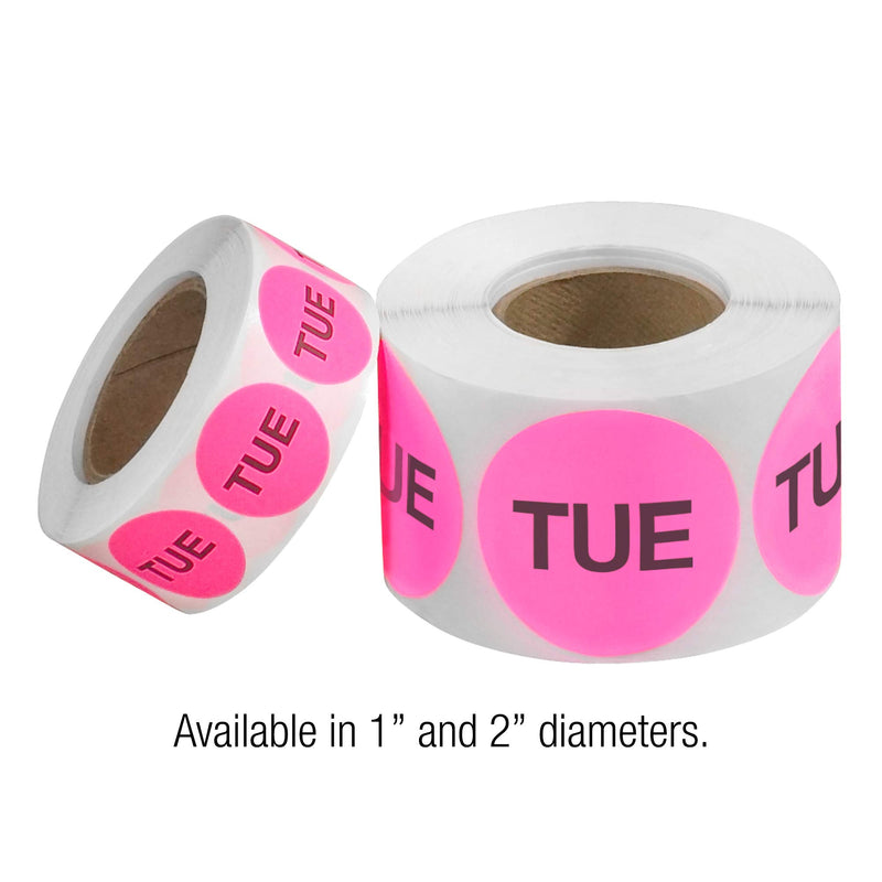 Ship Now Supply SNDL6512 Tape Logic Inventory Circle Labels, Days of The Week,"TUE", 2", Fluorescent Pink (1 Roll of 500 Labels)