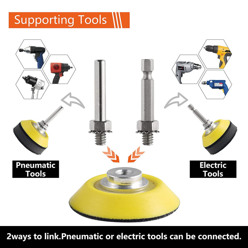 Tshya 240pcs 2" Sanding Disc Pad Set for Drills, Grinders, Rotary Tools, Attachment with 2 Backing Plates, 1/4" Shank, Sanding Pads Included 80-3000 Grit 2" 244pcs
