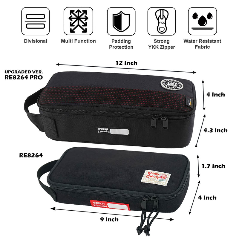 Rough Enough Small Tool Bag Portable Tool Box EDC Pouch Organizer with Handle, 12 Inch, Black, Cordura, Padded Water Resistant Base