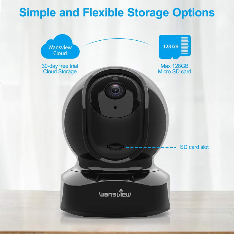 wansview Wireless Security Camera, IP Camera 1080P HD, WiFi Home Indoor Camera for Baby/Pet/Nanny, Motion Detection, 2 Way Audio Night Vision, Works with Alexa, with TF Card Slot and Cloud Black