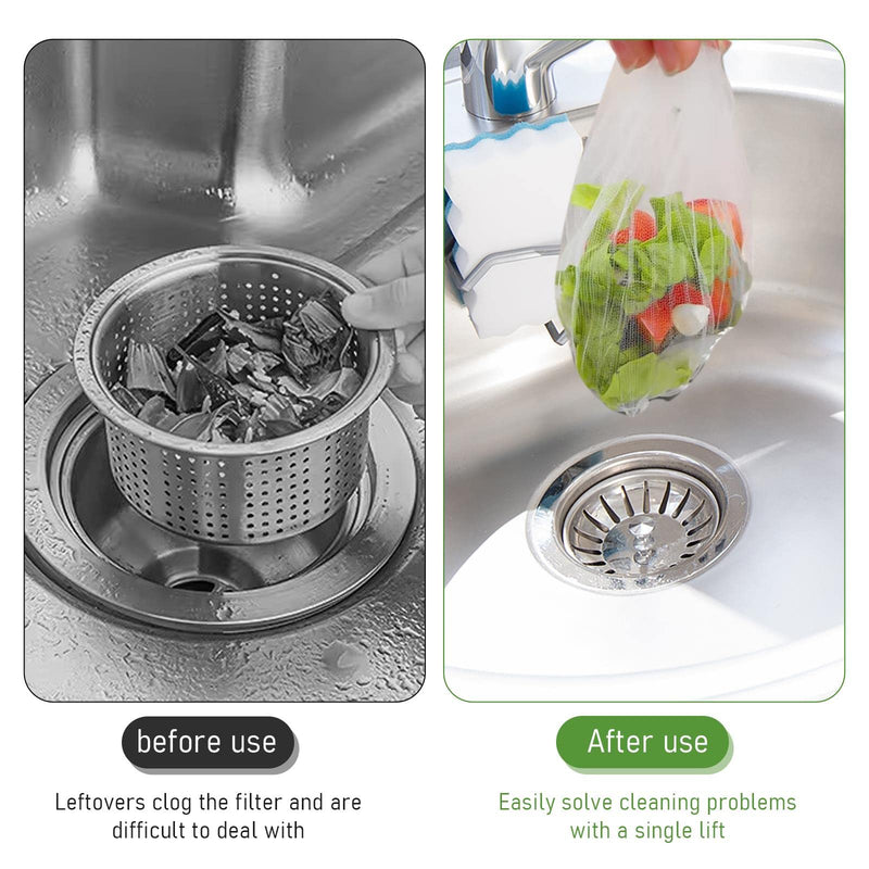 Pack of 300 Disposable Sink Filter Kitchen Sink Strainer Bag Elastic Sink Strainer Bag Drain Strainer Net Sewer Filter Bag Garbage Bag Filter Net for Kitchen Bathroom