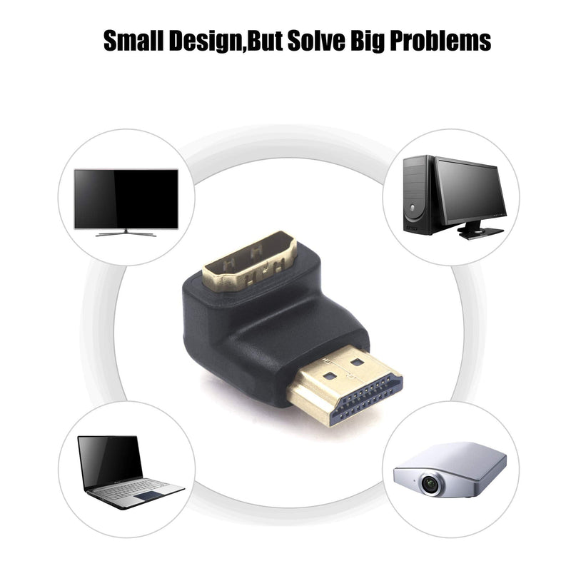 VCE HDMI 90 and 270 Degree Adapter 6-Pack, Right Angle HDMI Male to Female L Adapter Connector 3D&4K Supported