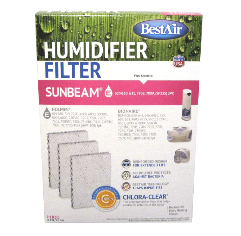 Best Air Humidifier Wick 3 pk For Fits for Bionaire BCM645, 646, 646C, 4600, 5520, 5520RC, 6000, 6010RC, 6610RC, 7203, 7203RC, 7204, 7205, 7207, 7305, 7305RC, 7305RCB, 7306, 7307 BHF-100