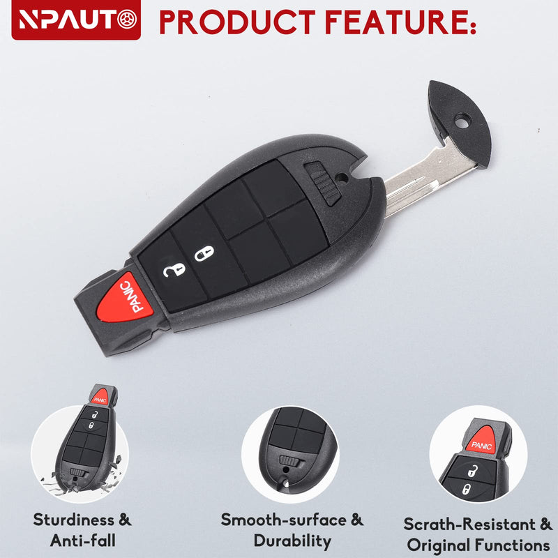 NPAUTO Key Fob Replacement for Dodge Ram 1500 2013-2021 | Ram 2500 3500 4500 5500 2013 2014 2015 2016 2017 2018 Pickup Truck Keyless Entry Remote Control Key Fobs (GQ4-53T, 3 Buttons, 433 MHz, 2-Pack)