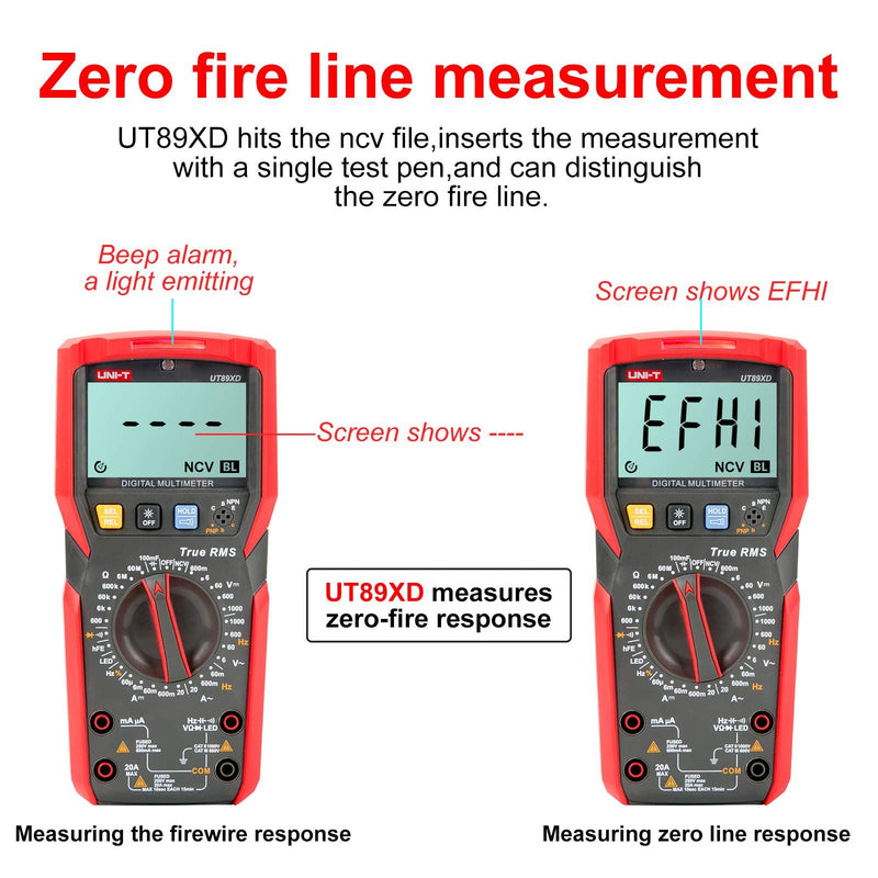 UNI-T UT89XD True RMS 6000 Counts LED Digital multimeter Test ac dc Voltmeter Ammeter Capacitance Frequency Resistance Test