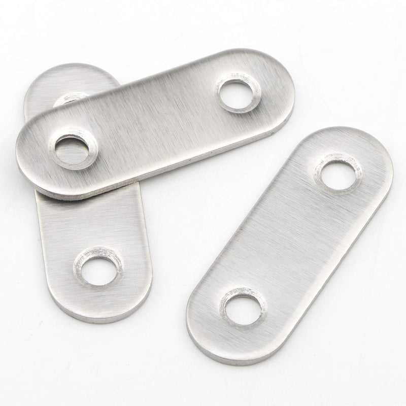 Pxyelec 1.85 inch 2 Holes Stainless Steel Flat Mending Repair Plate Bracket Connector, Flat Straight Brace Fixing Repair Plated Joint Bracket Pack of 20