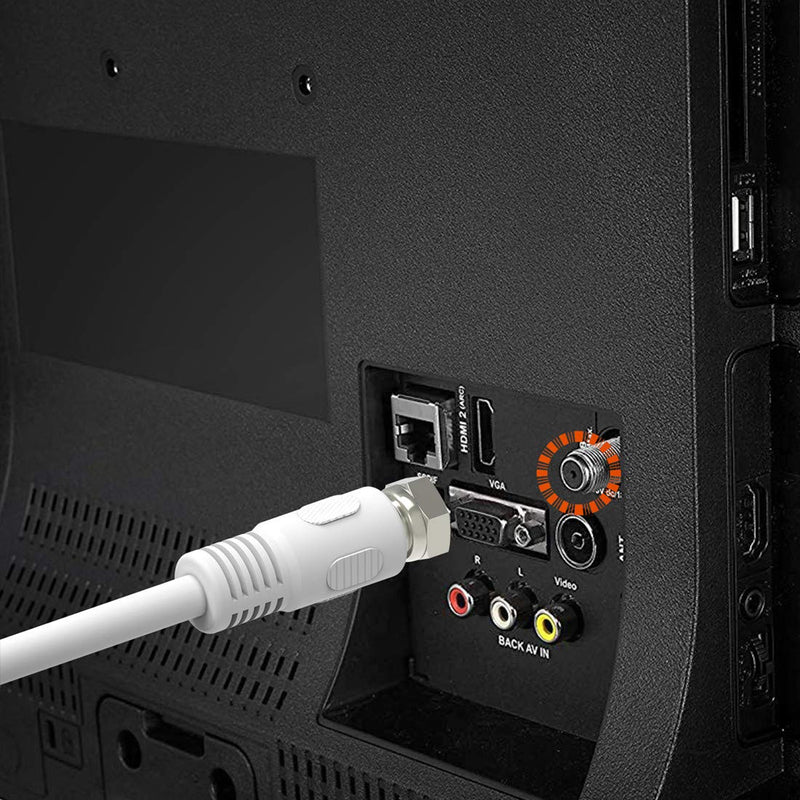 Coaxial Cable 3 feet, RG6 Coaxial Cable, 2-Pack RFAdapter White 75 Ohm Quad Shield TV Antenna Cables with F-Male Connectors, Ideal for TV DVR Satellite 3ft
