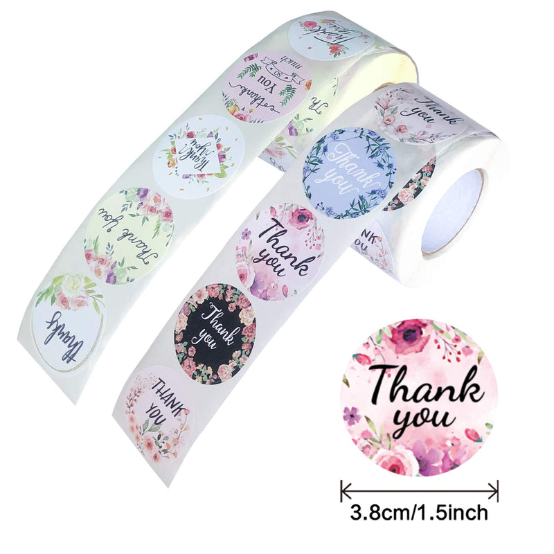 Mulbozy - Self Adhesive Thank You Stickers 2 Roll 1.5" Exquisite Round Labels Sticker with 16 Unique Designs for Business Letter, Gift Packaging, Takeaway Packaging Supplies (1000 Pcs) 16 Designs-23 1000 PCS, 1.5 inch