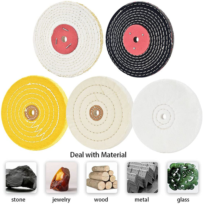 QZATACAEN 150mm Polishing Discs Five Packs for Bench Grinder with 12.7mm Mandrel Hole-5 Pieces...