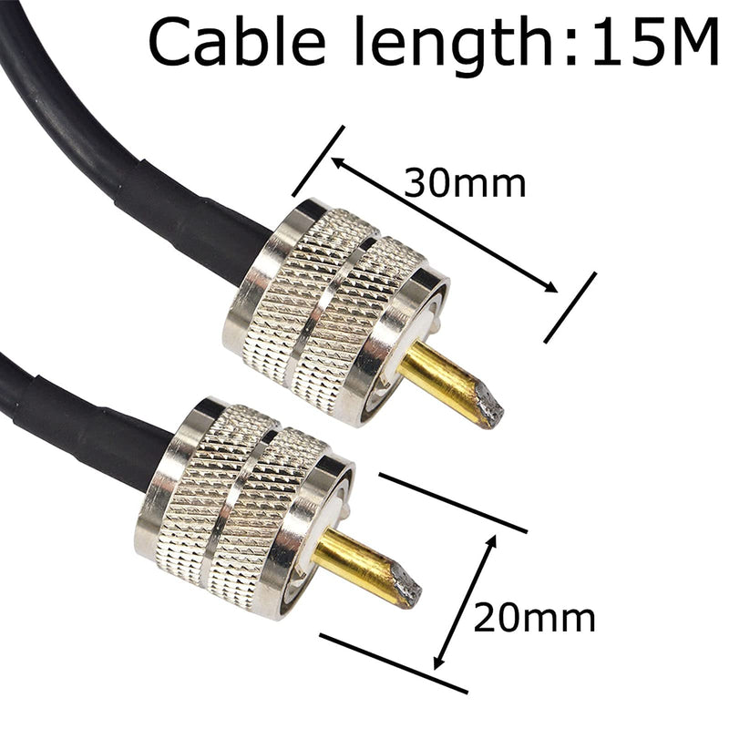 RG58 Coaxial Cable 49.2FT UHF PL-259 Male to Male Low Loss Cable for Ham Radio CB Antenna Cable Radio WiFi Extension Coax for VHF HF 50 Ohm rg 58 Coax Cable
