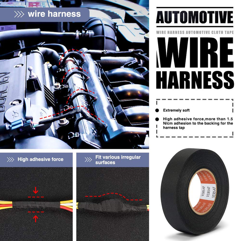 Wire Harness Automotive Cloth Tape - Adhesive High Noise Resistance Heat Proof Chemical Fiber Fabric Electrical Tape for Wrapping Wiring Harness/Insulation/Car Engine (0.75″82′Pack of 1 Piece)