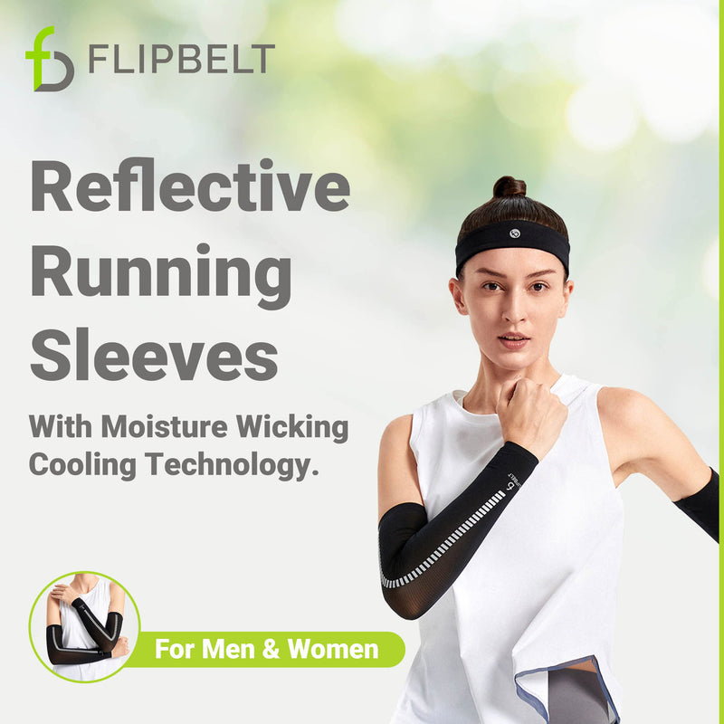 FlipBelt Arm Sleeves for Women and Men USA Company | UV Protection Elbow Brace for Women and Men | Cooling Arm Sleeves Black Medium/Large