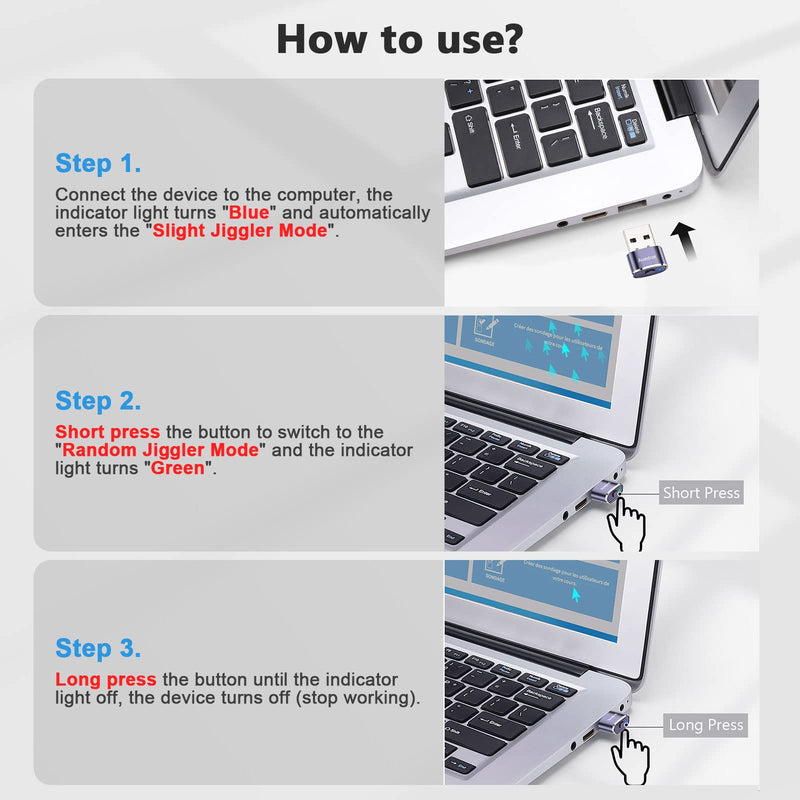 Mouse Jiggler Undetectable Metal USB Mouse Mover with Switch Button, Automatic Mini Mouse Shaker with 2 Jiggle Modes, Mouse Simulator, Driver-Free, Plug & Play, Keep Computer/Laptop Awake, Purple 1 PCS