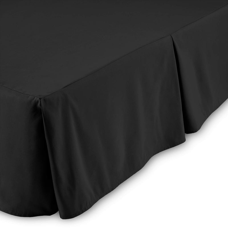 Bare Home Pleated Twin Bed Skirt - 15-Inch Tailored Drop Easy Fit - Wrap Around Bed Skirt for Twin Beds - Center & Corner Pleats (Twin, Black)