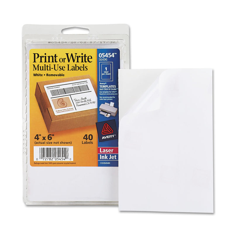 Printable Removable Self-Adhesive Multi-Use ID Labels in White [Set of 2] Quantity: 40 / Pack