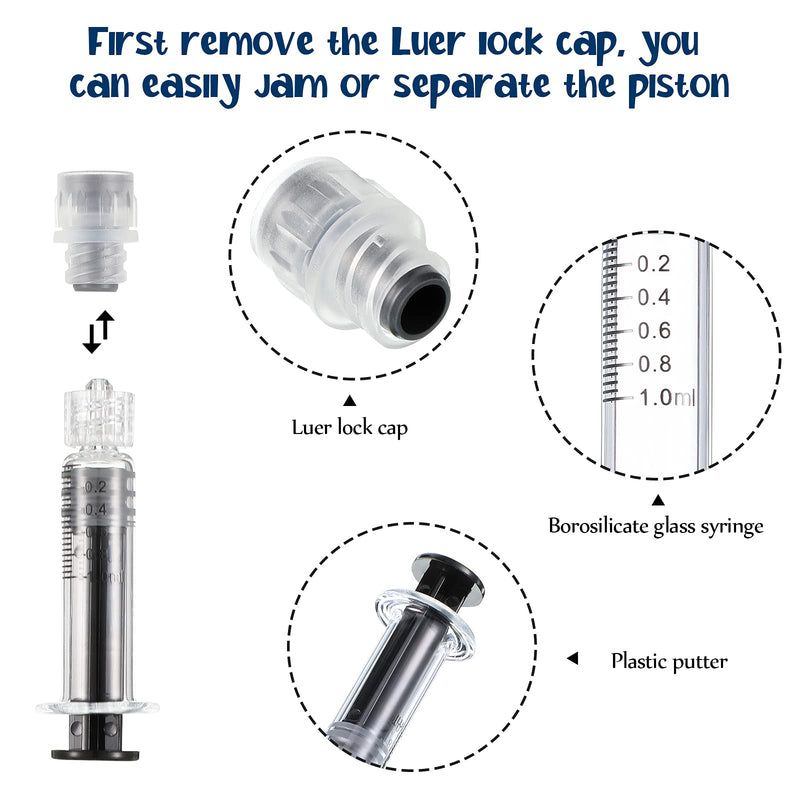 24 Pieces Borosilicate Glass Syringes Set Include 12 Pieces 1 ml Borosilicate Glass Syringe Luer Lock and 12 Pieces Stainless Steel Luer Lock Dispensing Needle for Thick Liquids, Ink, Glue, Lab Use