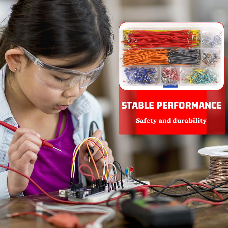 Breadboard jumper wire 840 pieces jumper cable jumper cable wire kit jumpers with 14 different lengths male to male jumper cable wires breadboard set with plastic box