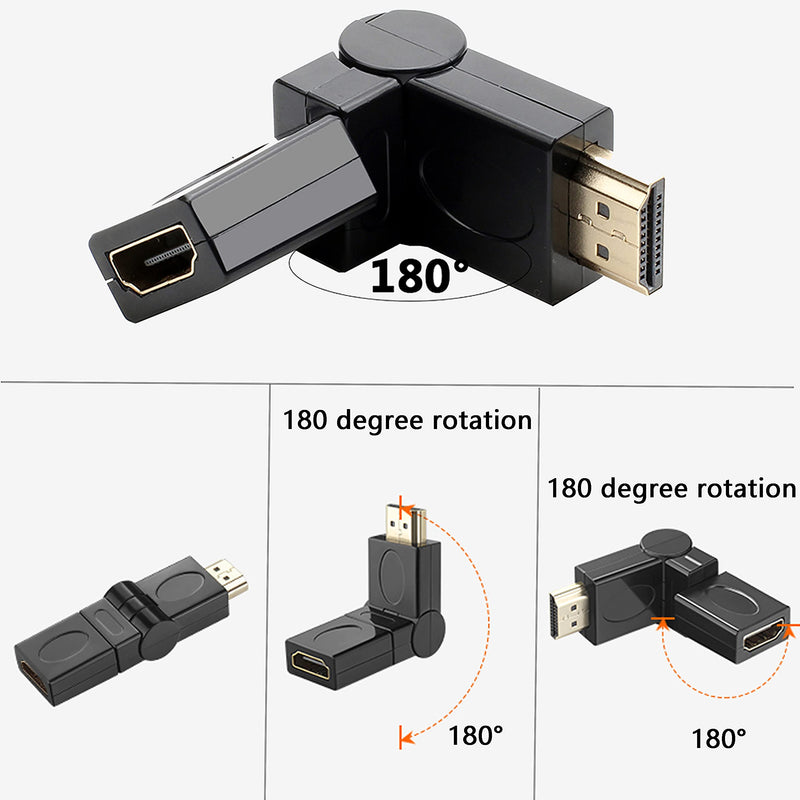 360 Degree Swivel Angle HDMI Adapter,90 180 270 Degree Angle Rotatable Extension Connector Adjustable Male to Female Adaptor for Full HD Support Including 720p-1080p,No Loss in Video/Audio Quality