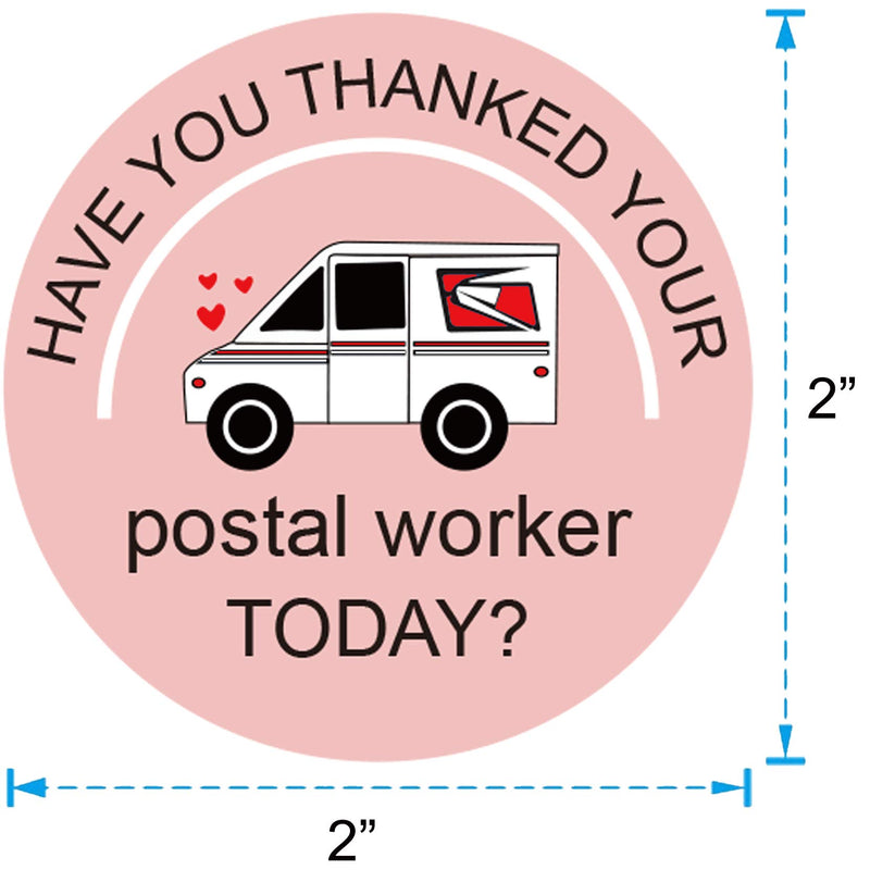 2 Inch Postal Worker Thank You Stickers for Small Businesses 500Pcs Post Mailman Appreciation Label Happy Mail Themed Thank You Postal Worker Stickers Pink 2 inches