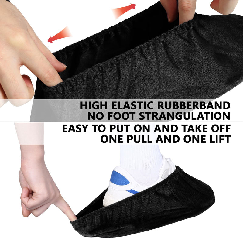 WUFANC Copriscarpe in Velluto - Riutilizzabile, Lavabile, Resistant All'usura Antiscivolo - Copriscarpe Monouso Adatto for la Pavimentazione Domestica in Moquette e Altri Luoghi Diversi (5, Nero) One Size Black