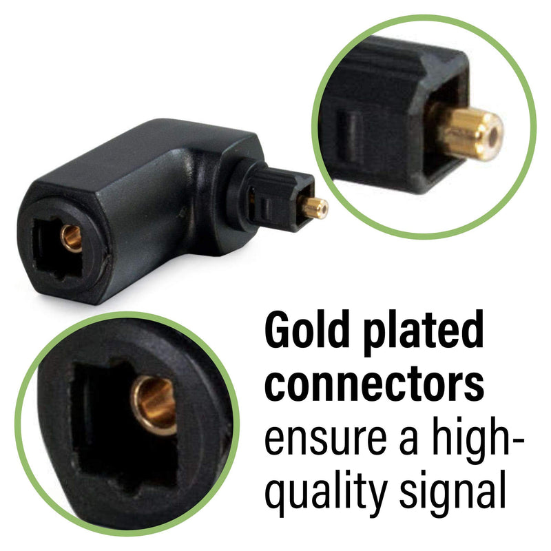 C2G 90Âº Optical Audio Cable Adapter - Right Angle Adapter Rotates 360Âº For Connecting Toslink Optical Cables In Tight Spaces - Gold Plated Plugs With Strong Outer Shell For Durability - 40016, Black, 2 x 3 x 1 inches