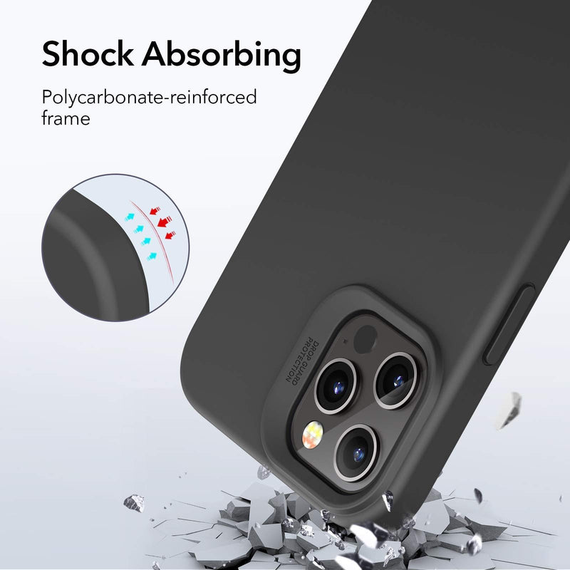 ESR Premium Silicone Designed for iPhone 12 Case and iPhone 12 Pro Case,[Liquid Silicone] [Soft Touch Gel Rubber] [Full Body Shockproof Protection] [Microfiber Lining], (2020) 6.1" - Black