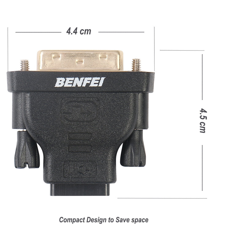 DVI to HDMI, Benfei Bidirectional DVI (DVI-D) to HDMI Male to Female Adapter with Gold-Plated Cord 2 Pack