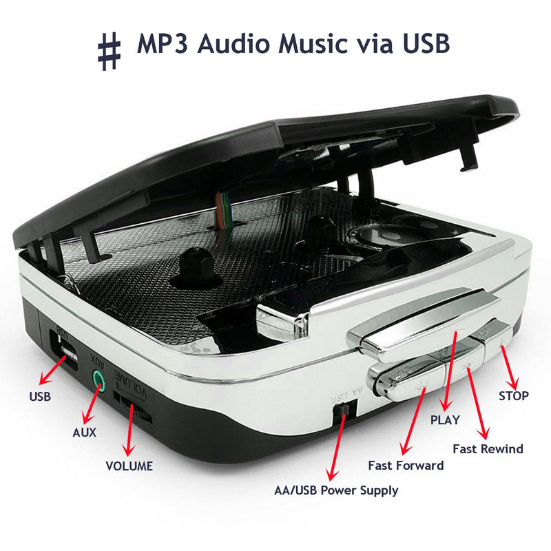 Cassette Player, Portable from Tapes to MP3 Converter Audio Music Player Capture Cassette Recorder USB Cassette Digital Tape MP3 with Headphones