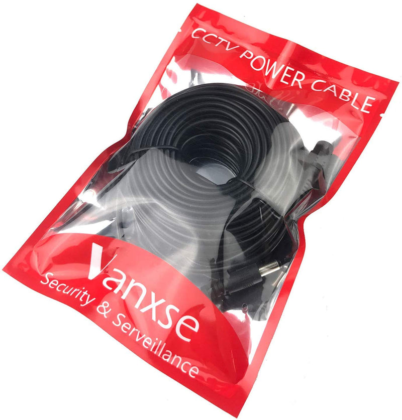 Vanxse CCTV 20M 2.1x5.5mm Dc 12v Power Extension Cable for CCTV Security Cameras IP Camera Dvr Standalone-20meters Black