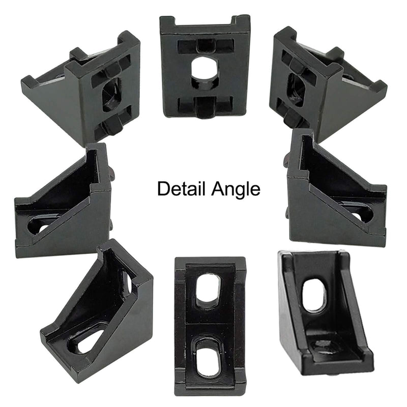 20Sets Black 2020 Series Aluminum Profile Connector Set, 20pcs Corner Bracket, 40pcs T Nuts and Hex Screw Bolt for Slot 6mm 20S Aluminum Rail Accessories 20Set Black with Screw Nut