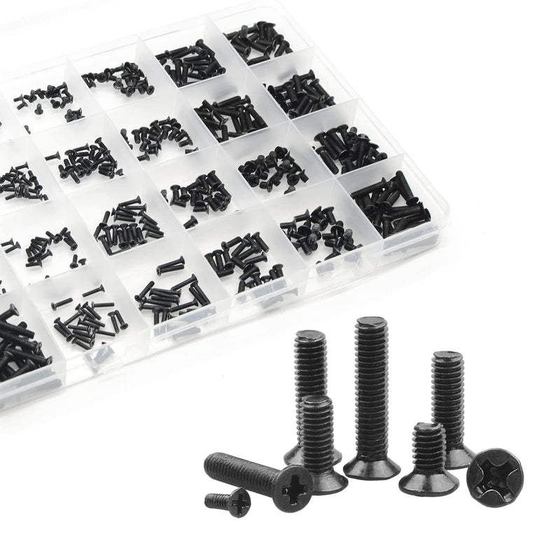 QTEATAK 480Pcs Black Laptop Notebook Computer Replacement Screws Kit for Lenovo Toshiba Gateway Samsung HP IBM Dell Sony Acer Asus SSD Hard Disk SATA 480 Pcs