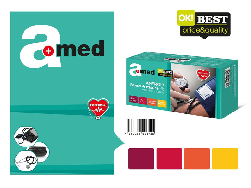 Amed Professional Analogue Aneroid Blood Pressure Monitor with Stethoscope