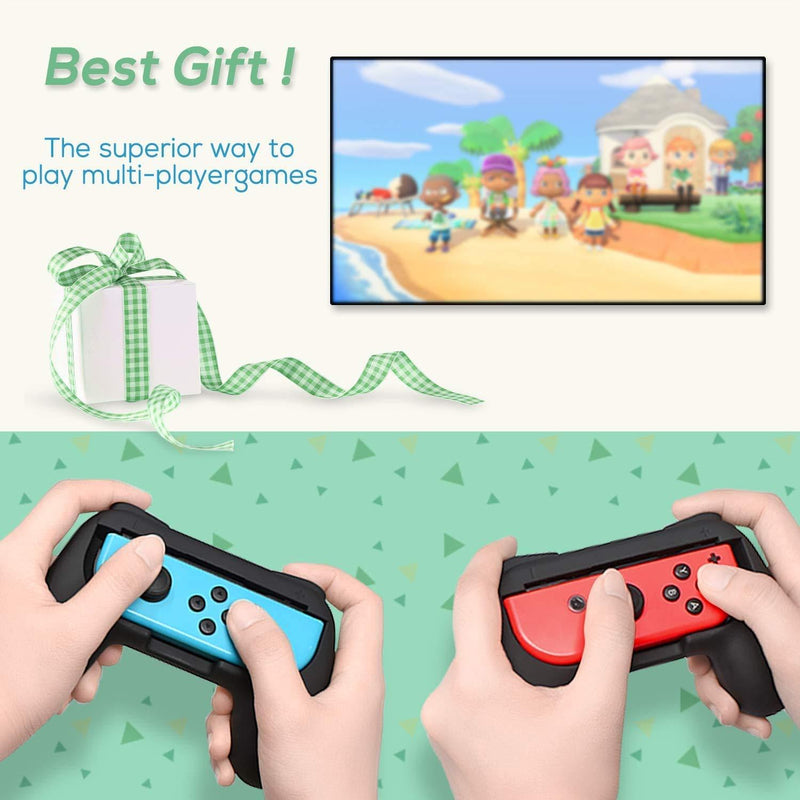 FASTSNAIL Grips Compatible with Nintendo Switch for Joy Con & OLED Model for Joycon, Wear-Resistant Handle Kit Compatible with Joy Cons Controllers, 2 Pack(Black) Black