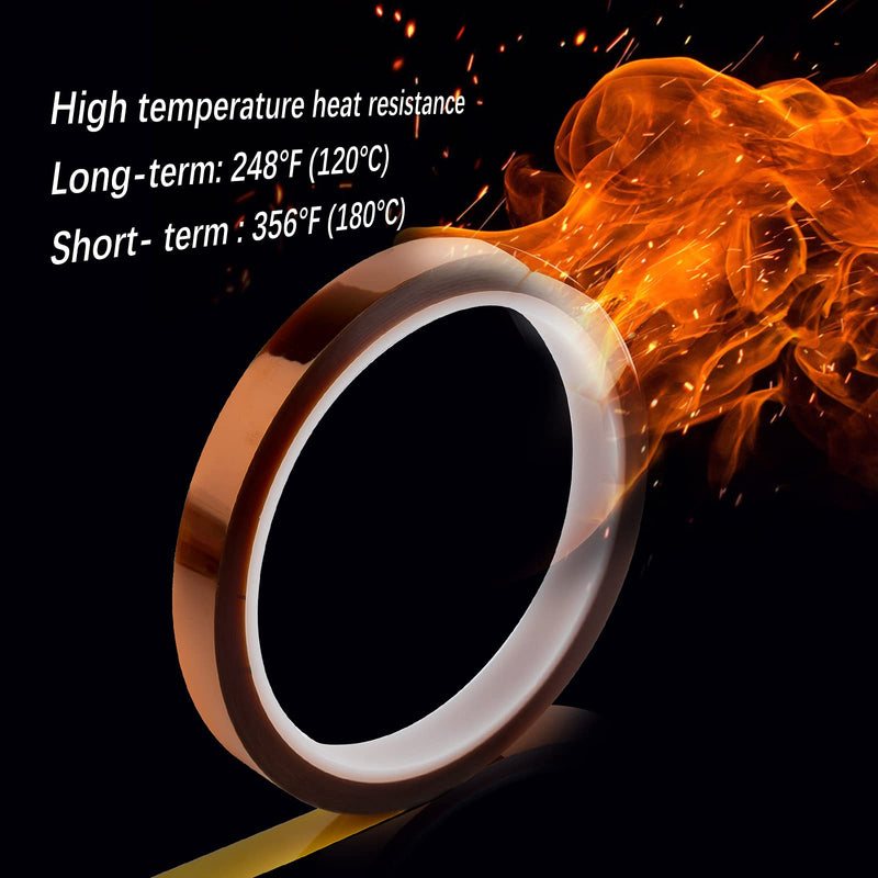 LUTER 2 Rolls Heat Resistant Tape High Temp Tape Thermal Tape for Heat Transfer and Insulation Wave Soldering Sublimating Print DIY Crafts on Mug Fabric(10mm x 33m, Tawny) 10mm