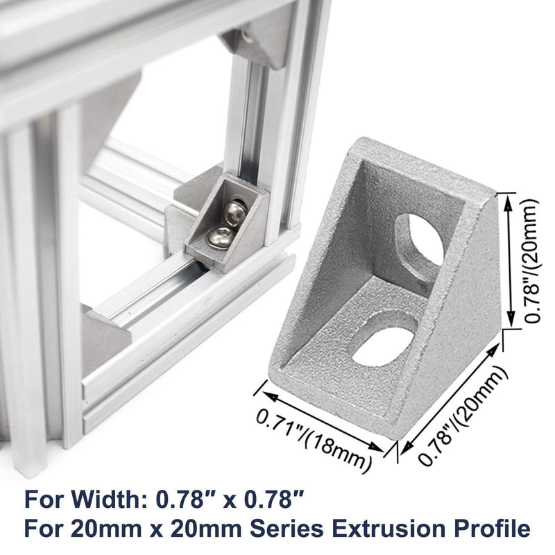 Aluminum Extrusion 20Pcs 2020 Aluminum Profiles Corner Brackets Set with 40Pcs M5 T Slot Nuts and Bolts for T Slot Rail 2020 T Slot Aluminum Extrusion