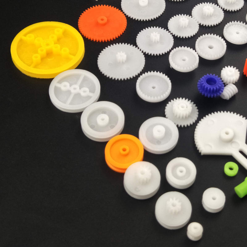 EUDAX 82 pcs Plastic Gear Package Kit DIY Gear Assortment Accessories Set for Toy Motor Car Robot Various Gear Axle Belt Bushings