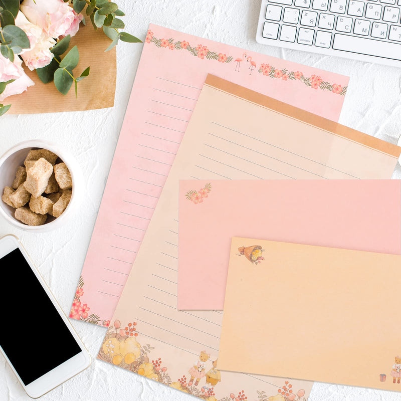 180 Pcs Stationery Papers and Envelopes Set Includes 60 Stationery Envelopes 120 Lined Stationery Writing Paper with 96 Colorful Round Dot Stickers, 10 Designs