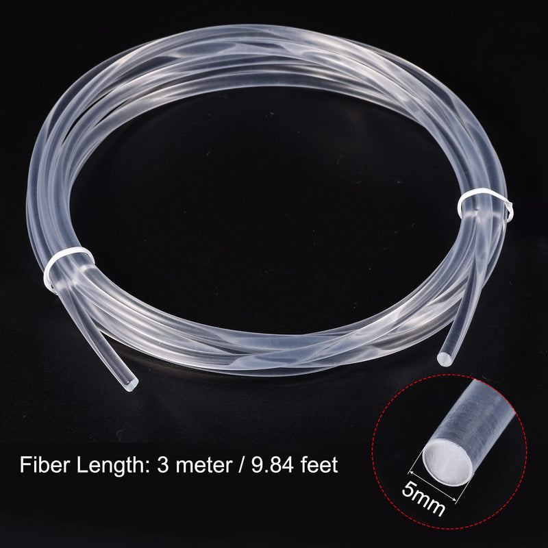 sourcing map PMMA side glow fiber optic cable 5mm 3.0M for LED light guides in the home, hotel