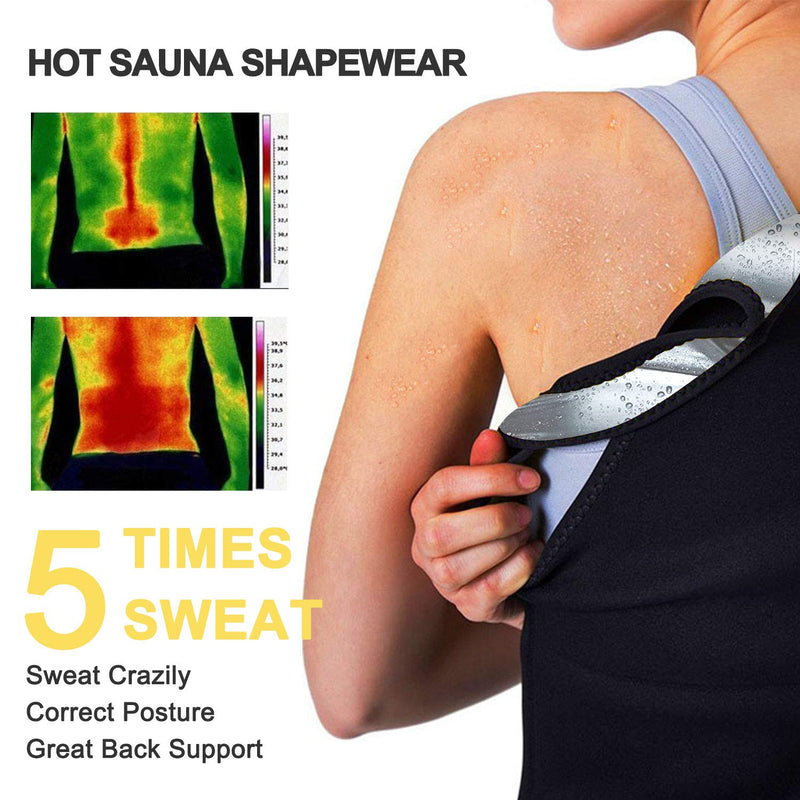 Junlan Sauna Suit for Women Waist Trainer Vest for Women Sweat Tank Top Shaper for Women with Zipper Black Small