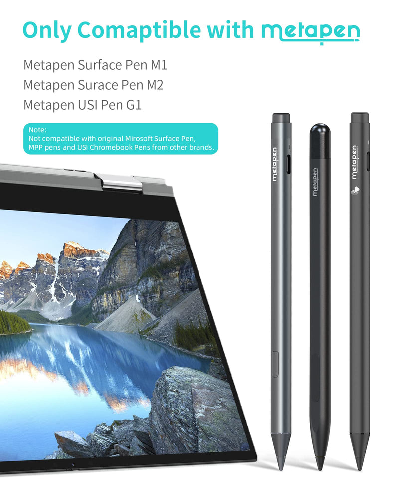 metapen Tips (3pcs, Grey) - Only Compatible Stylus Pen M1 / M2 for Surface and G1 for Chromebook with USI Support - TIP302