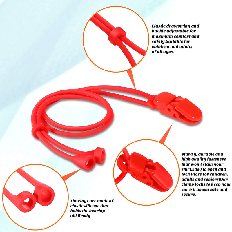 4 Pieces Hearing Aid Clips Adjustable Hearing Aid Clip Holder Anti-lost Hearing Aid Lanyard for Adults, 4 Colors (Classic Style) Classic Style