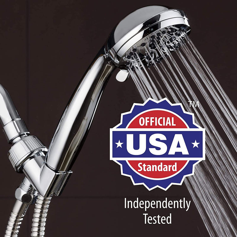 AquaDance High Pressure 6-Setting 3.5" Chrome Face Handheld Shower with Hose for the Ultimate Shower Experience! Officially Independently Tested to Meet Strict US Quality & Performance Standards