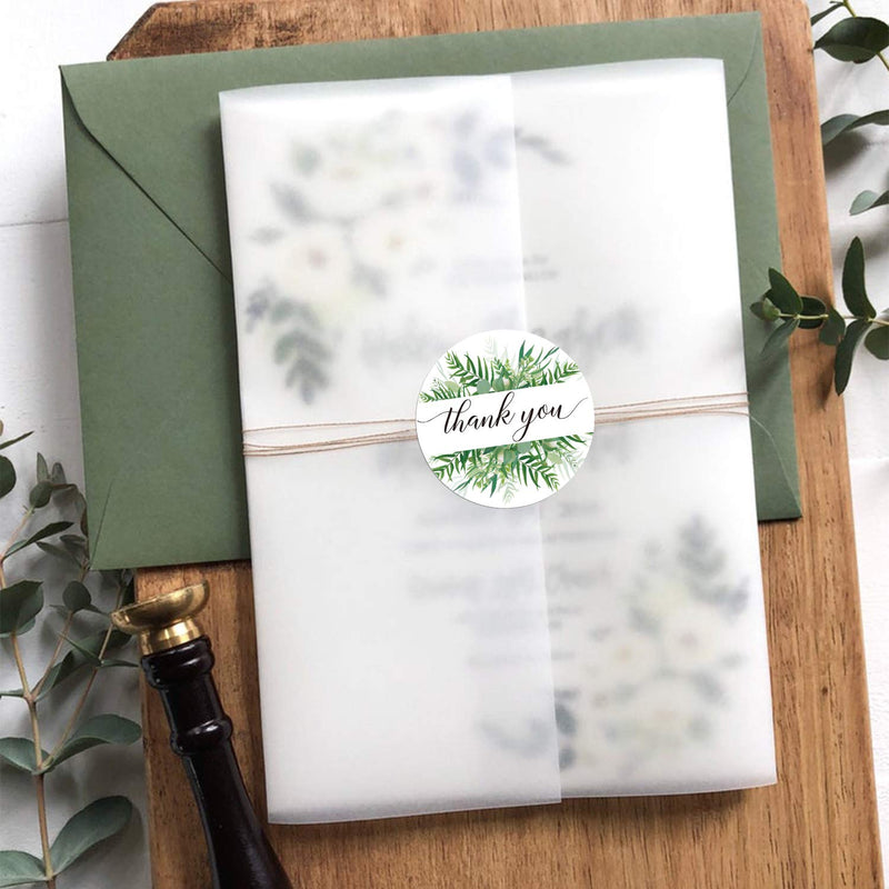 WRAPAHOLIC Thank You Business Stickers - Greenery Botanical Design Gift Wrap Stickers, Shipping Stickers - 2 x 2 Inch 500 Total Labels Thank You - Leaf