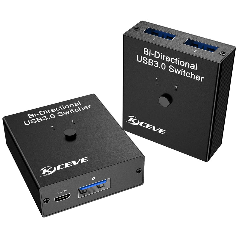 USB 3.0 Switch Selector, Bi-Directional USB Switch 2 in 1 Out / 1 in 2 Out, MLEEDA USB Switcher for 2 Computers Share Keyboard Mouse Scanner Printer, Desktop Controller and 2 USB3.0 Cables Included Bi-Directional USB 3.0 Switch