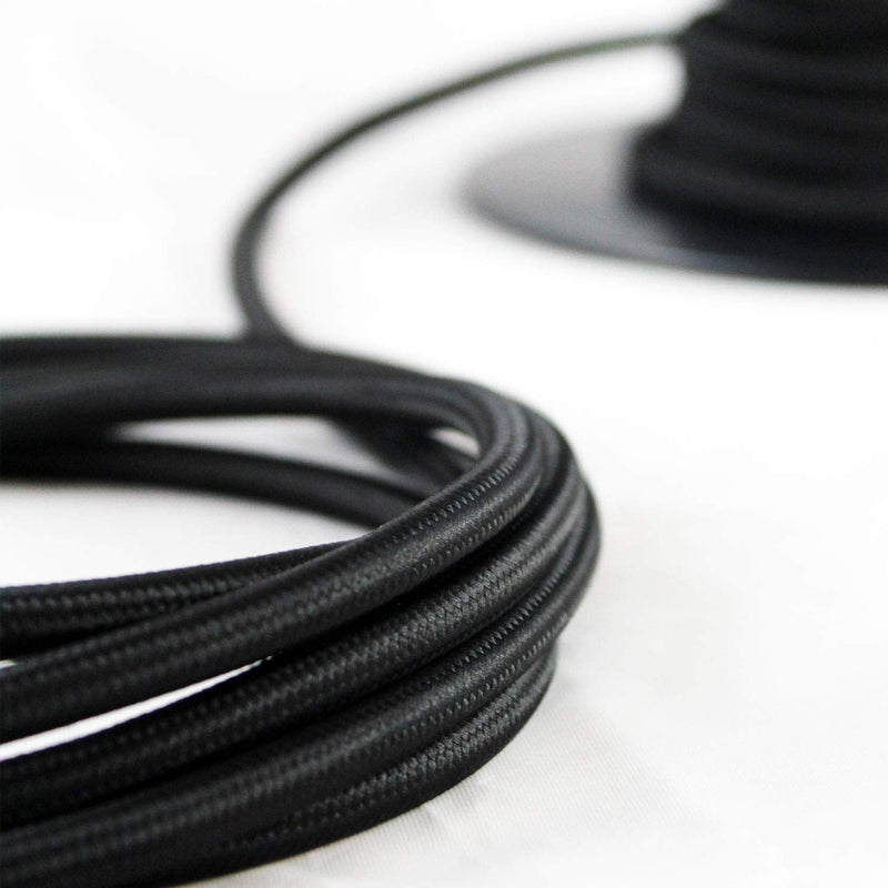 smartect textile cable black, 10 meters vintage lamp cable fabric, 3-wire (3 x 0.75 mm²) power cable textile-coated for your own DIY project