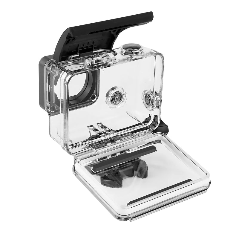YALLSAME Waterproof Case for GoPro Hero 4 3 3+, 131ft Underwater Protective Housing Accessories Ideal for Scuba Diving, Snorkeling, Surfing, Dive Housing Case for GoPro 3 Plus 3 4 Black/ Silver Waterproof Case for Hero4/3/3+