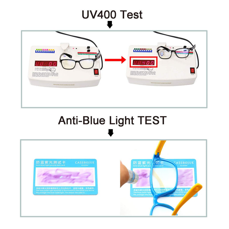AHXLL Kids Blue Light Blocking Glasses 2 Pack, Anti Eyestrain & UV Protection, Computer Gaming TV Phone Glasses for Boys Girls Age 3-9 (Pink Green+ Transparent Blue) Pink Green+ Transparent Blue