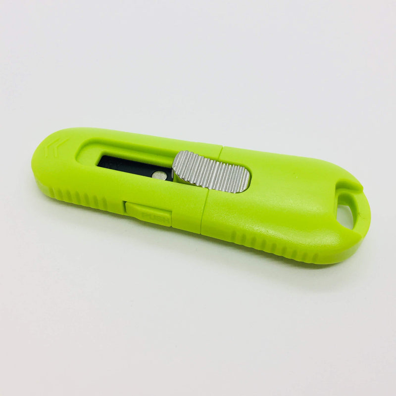 CANARY Box Cutter Auto Retractable Blade, Safety Box Opener Tool [Non-Stick Fluorine Coating Blade], Made in Japan, Green (DC-20F-1) Green (Small Auto Retractable)