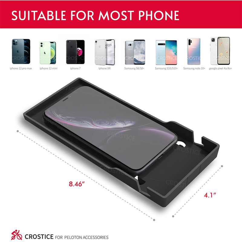 Crostice Phone Holder for Peloton(Original Design), Peloton Cell Phone Holder, Made for Peloton Rider, Peloton Phone Mount Tray, Stand for Tablet, Most Phone, Baby Monitor, Peloton Accessories
