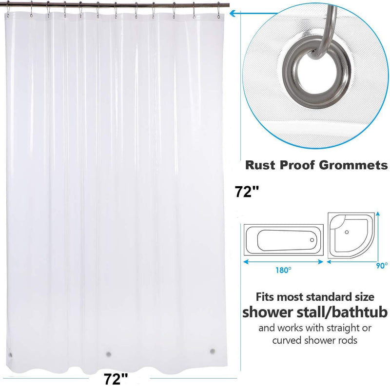 downluxe Clear Shower Curtain Liner 72x72 - PEVA 4 Gauge Light Weight,Waterproof,Odorless with Rust-Resistant Grommets Holes Clear 4g 1